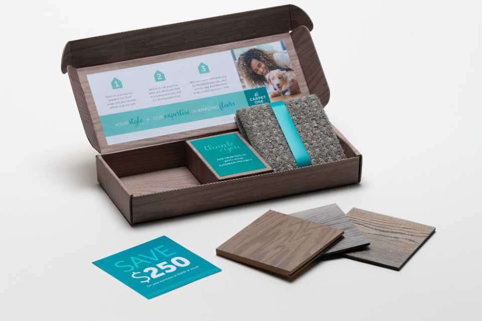 unpacked sample box from carpet one